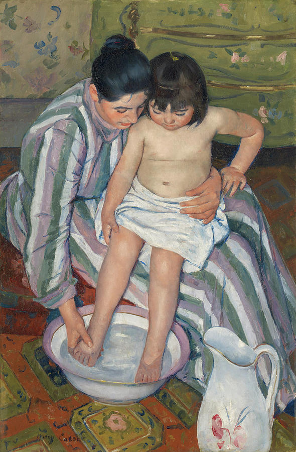 Mary Stevenson Cassatt Painting - The Childs Bath #5 by Mary Cassatt