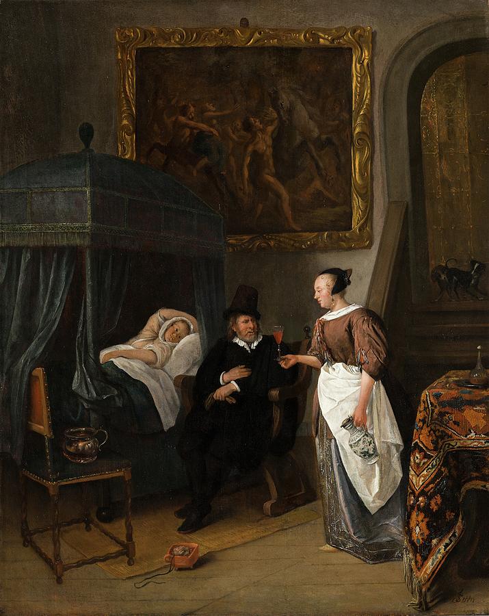 17th Century Painting - The Doctors Visit by Jan Steen