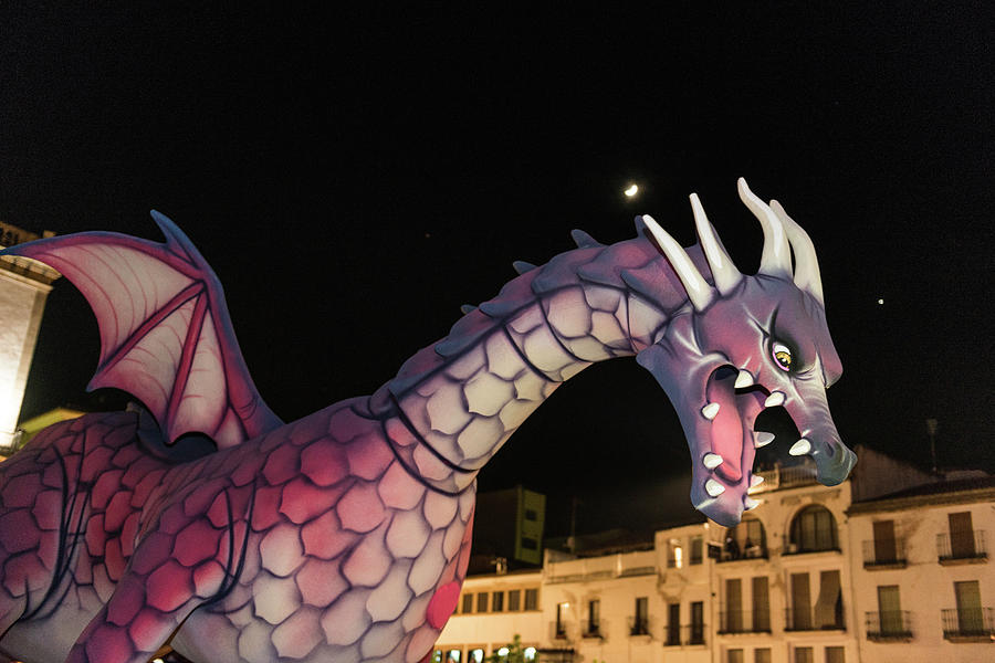 The Dragon During The Parade On The Occasion Of The Feast Of Saint George And The Dragon In Caceres, Photograph