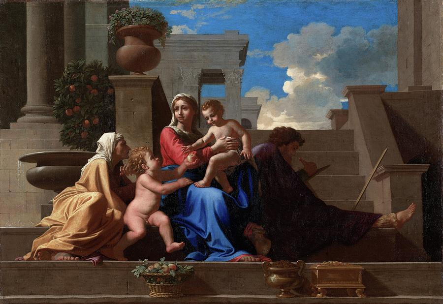 The Holy Family On The Steps Painting by Nicolas Poussin