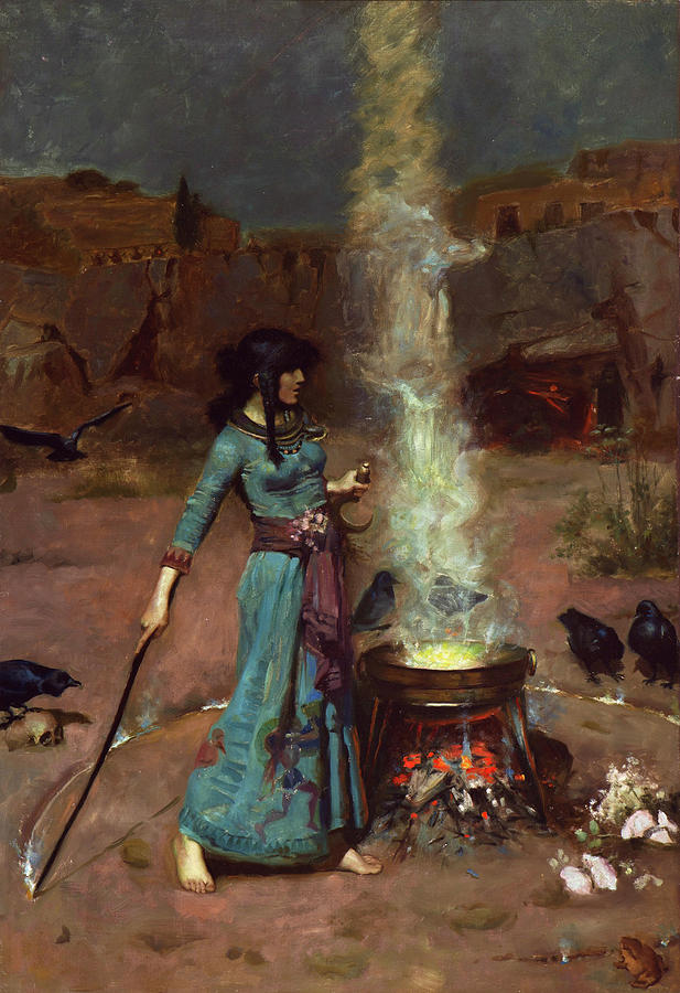 by John William Waterhouse Poster or Canvas The Witch Poster Magic Circle 
