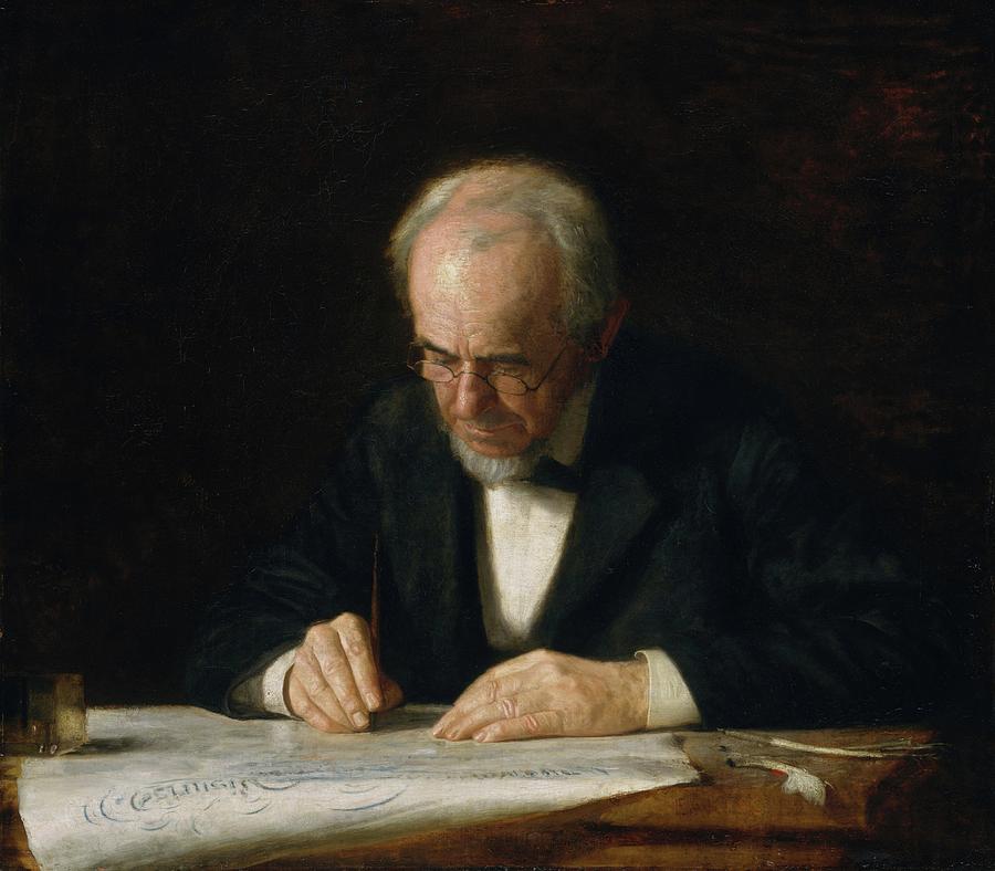 Elderly Painting - The Writing Master by Thomas Eakins