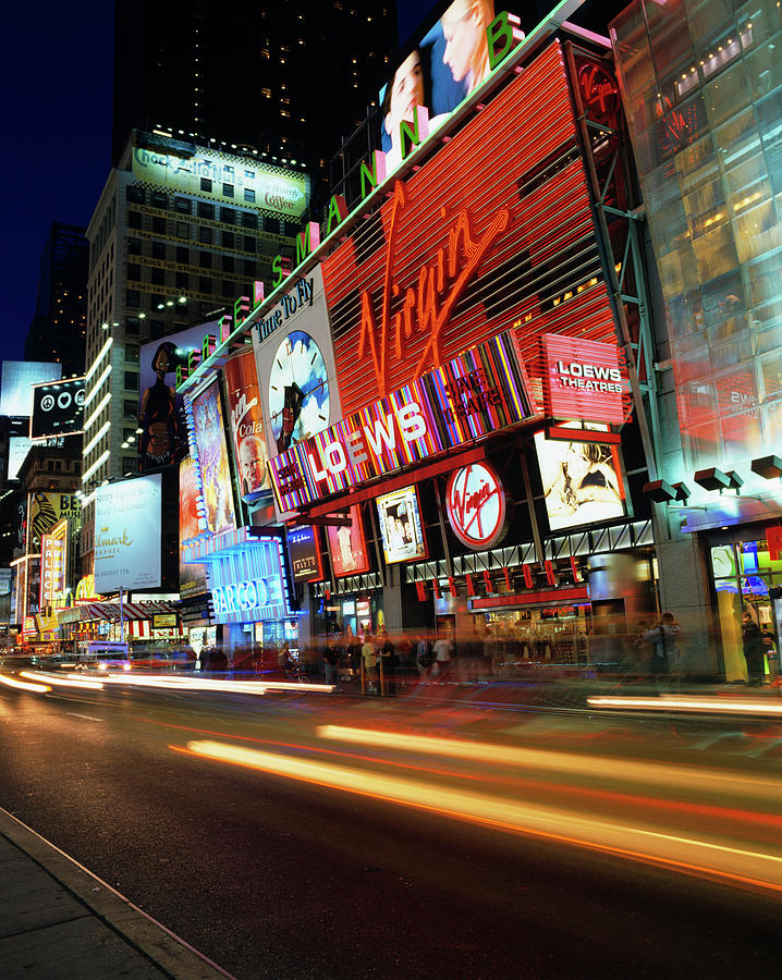 Times Square At Dusk Virgin Megastore Photograph by Vintage Images ...