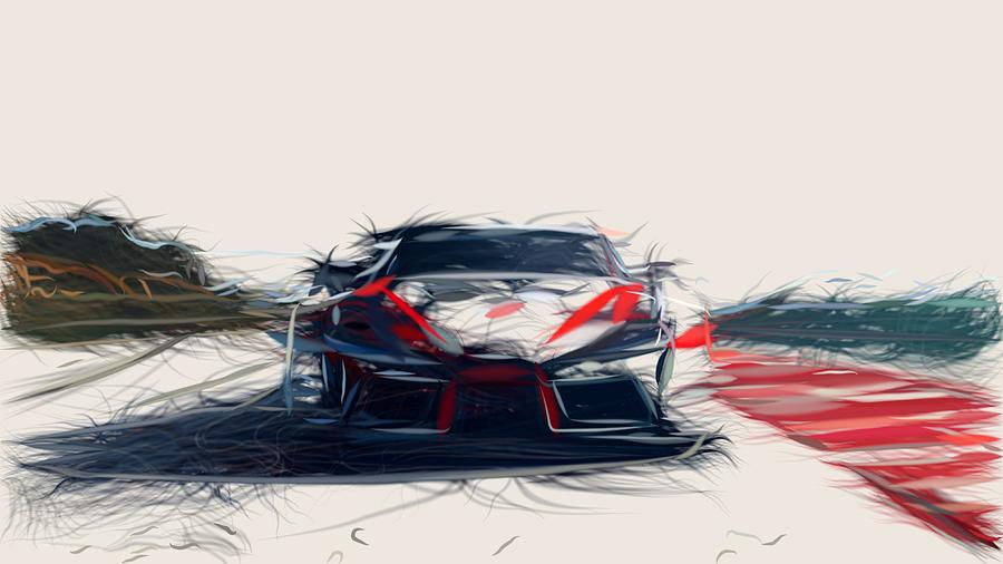 Toyota GR Supra Racing Drawing #5 Digital Art by CarsToon Concept