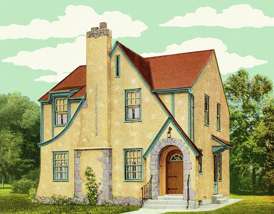 Architecture Drawing - Tudor Style House #4 by CSA Images