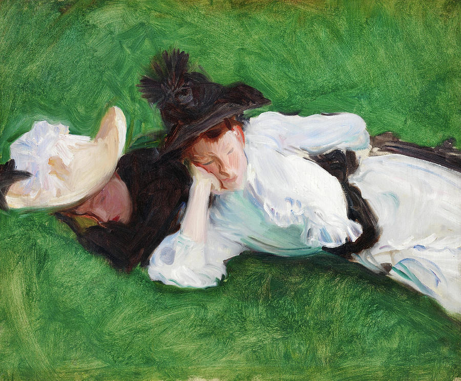 John Singer Sargent Painting - Two Girls on a Lawn. #4 by John Singer Sargent