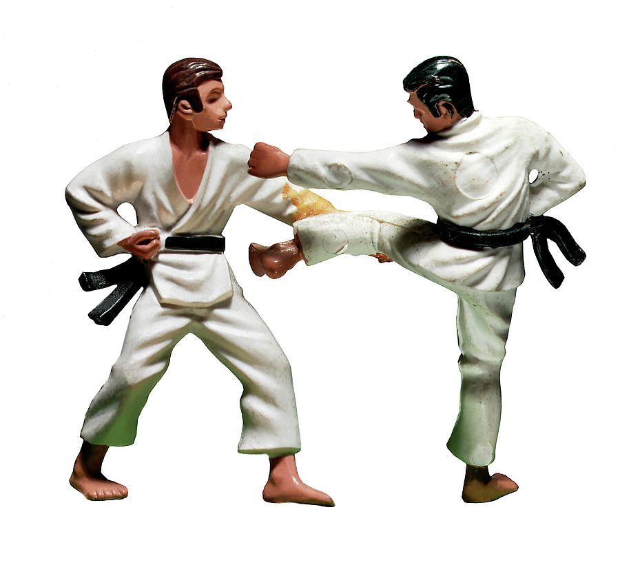 Sports Drawing - Two People Practicing Karate #4 by CSA Images
