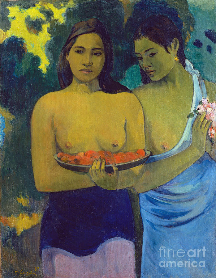 Two Tahitian Women, 1899 Painting by Paul Gauguin