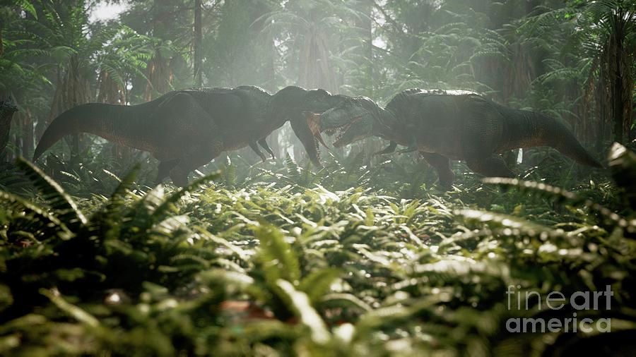 Tyrannosaurus Rex Herd Hunting #4 Photograph by Richard Jones/science Photo Library