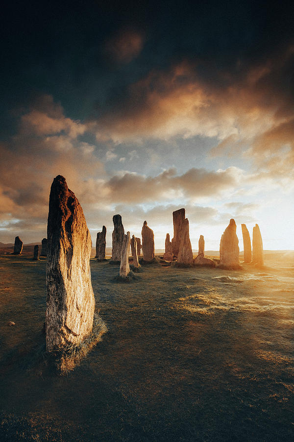United Kingdom, Scotland, Great Britain, British Isles, Lewis And Harris, Iconic Callanish Stone Circle In The Outer Hebrides At Sunset #4 Digital Art by Maurizio Rellini