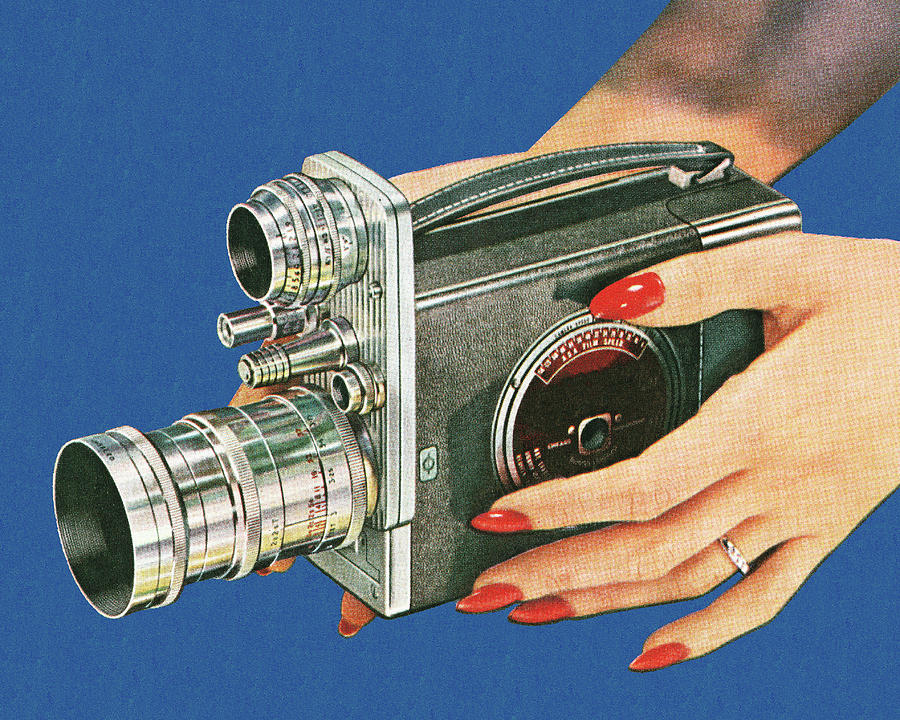 Vintage Drawing - Video Camera #4 by CSA Images