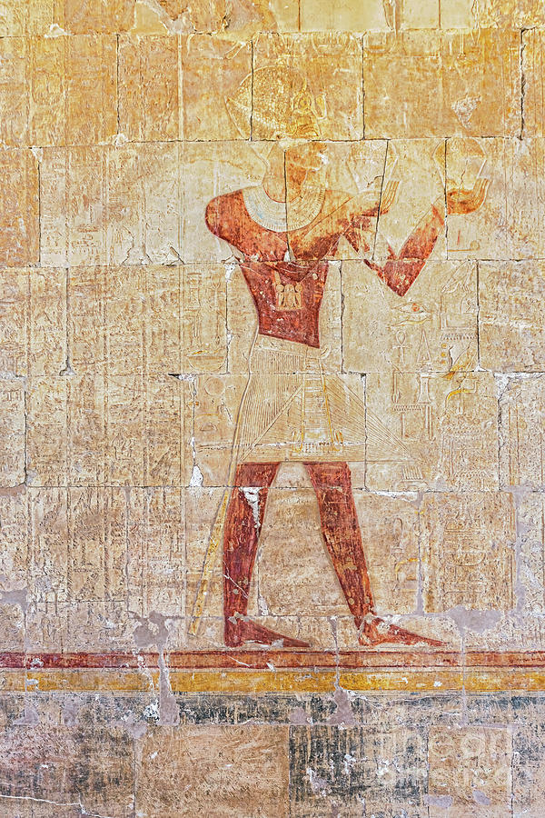 Wall Paintings in Temple of Hatshepsut in Egypt  #4 Photograph by Marek Poplawski