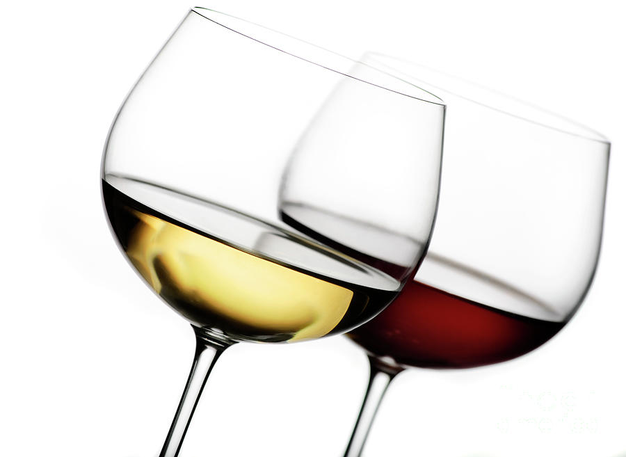 Wine On White Background Photograph