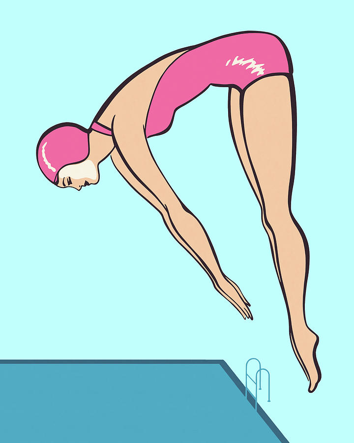 Sports Drawing - Woman Diving #4 by CSA Images