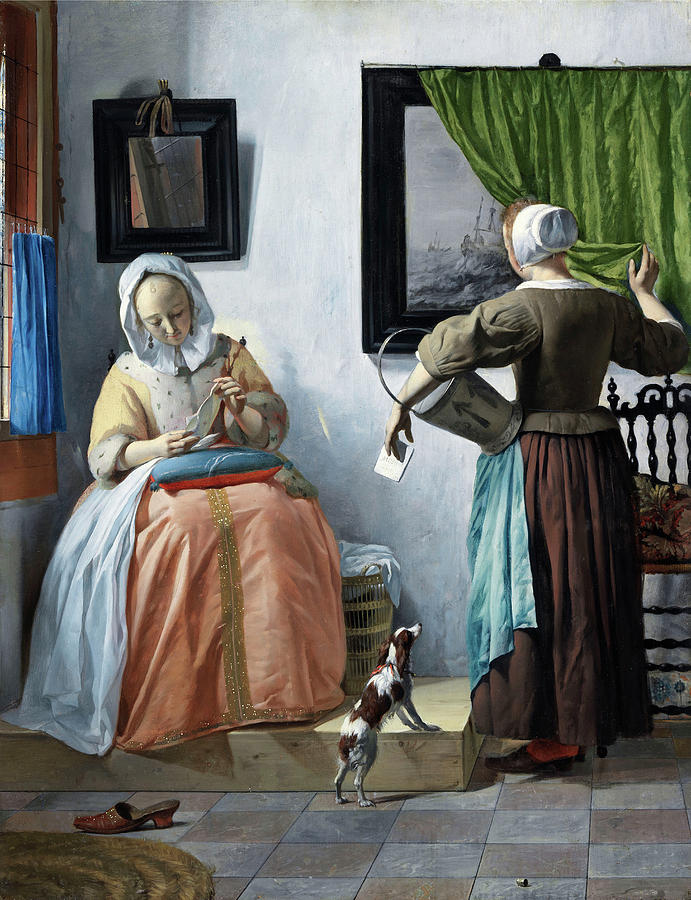 Gabriel Metsu Painting - Woman Reading a Letter #4 by Gabriel Metsu
