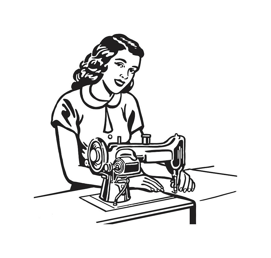Watercolor sketch sewing machine