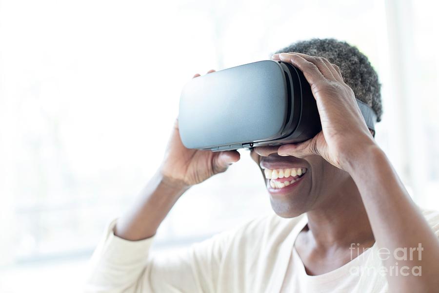 Woman Wearing Vr Headset #4 Photograph by Science Photo Library