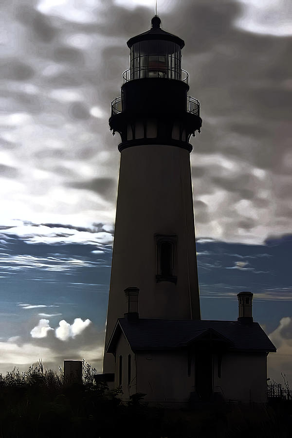 Yaquina Head LIghthouse Painterly   Digital Art by Cathy Anderson