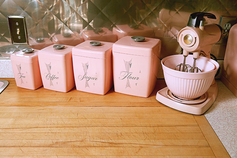 Kitchen mixer and canisters on a counter top in a kitchen Photograph by Dreampictures Kitchen mixer and canisters on a counter top in a kitchen Photograph by Dreampictures