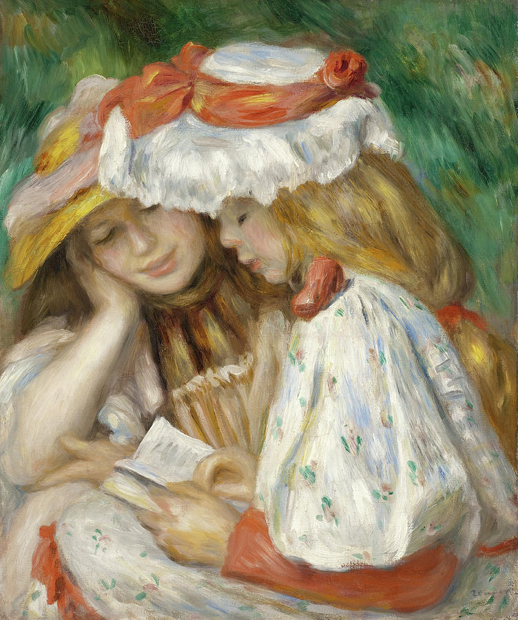 Young Girls Reading 4 Painting By Pierre Auguste Renoir Pixels   4 Young Girls Reading Pierre Auguste Renoir 