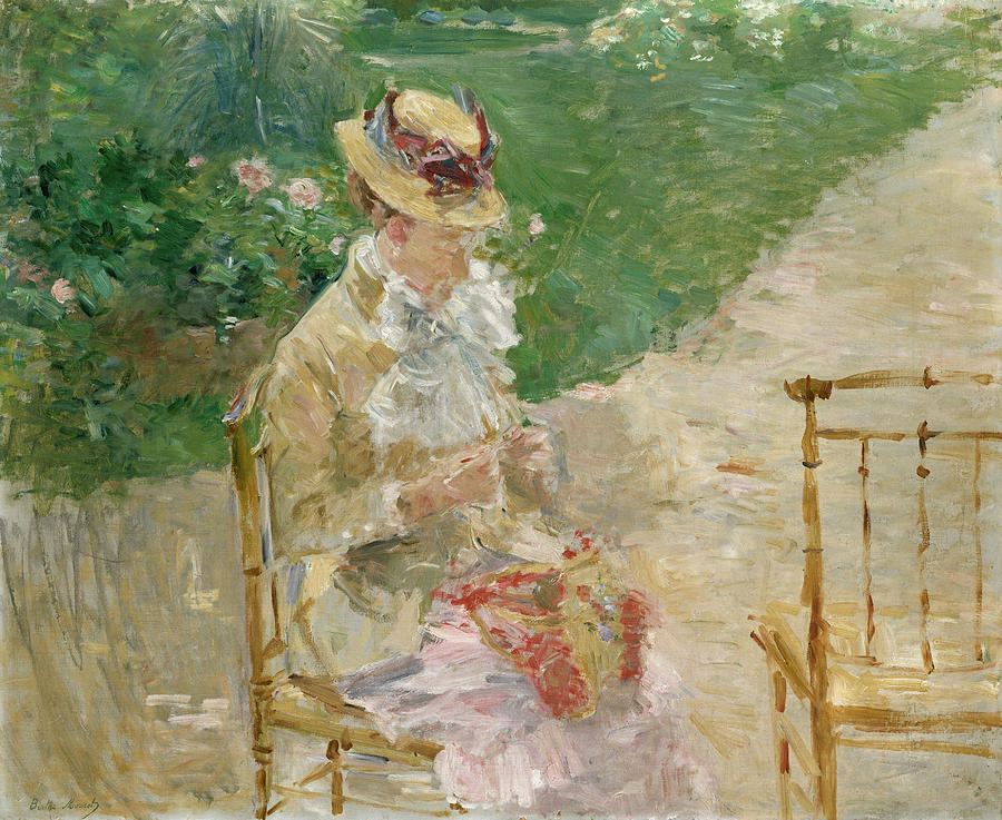 Berthe Morisot Painting - Young Woman Knitting #4 by Berthe Morisot