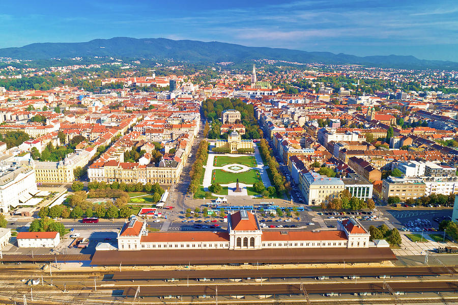 Zagreb historic city center aerial view #4 Photograph by Brch Photography