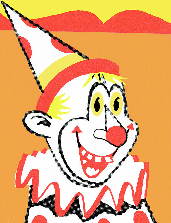 Vintage Drawing - Clown #40 by CSA Images