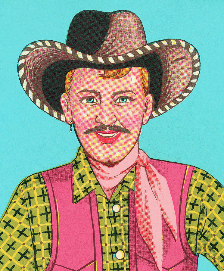 Vintage Drawing - Cowboy #40 by CSA Images
