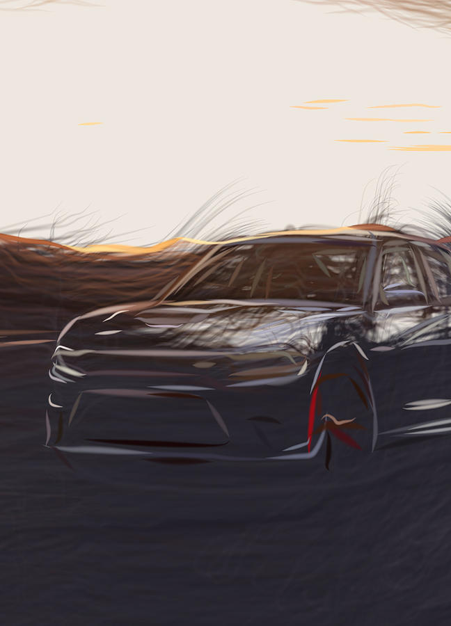 Dodge Charger Srt Hellcat Drawing Digital Art by CarsToon Concept ...