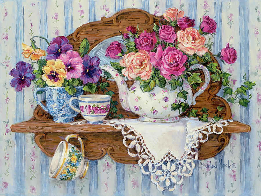 Nature Painting - 4163 Pansies And Lace by Barbara Mock