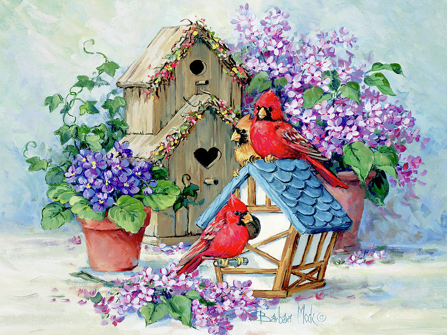 Bird Painting - 4165 A Cardinals Home by Barbara Mock