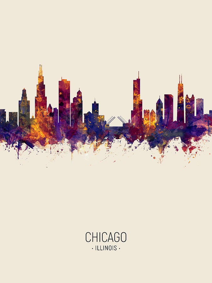 Chicago Digital Art - Chicago Illinois Skyline #42 by Michael Tompsett