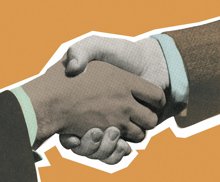 Vintage Drawing - Handshake #42 by CSA Images