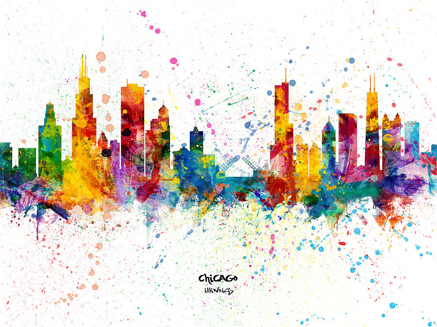 Chicago Illinois Skyline #43 Digital Art by Michael Tompsett