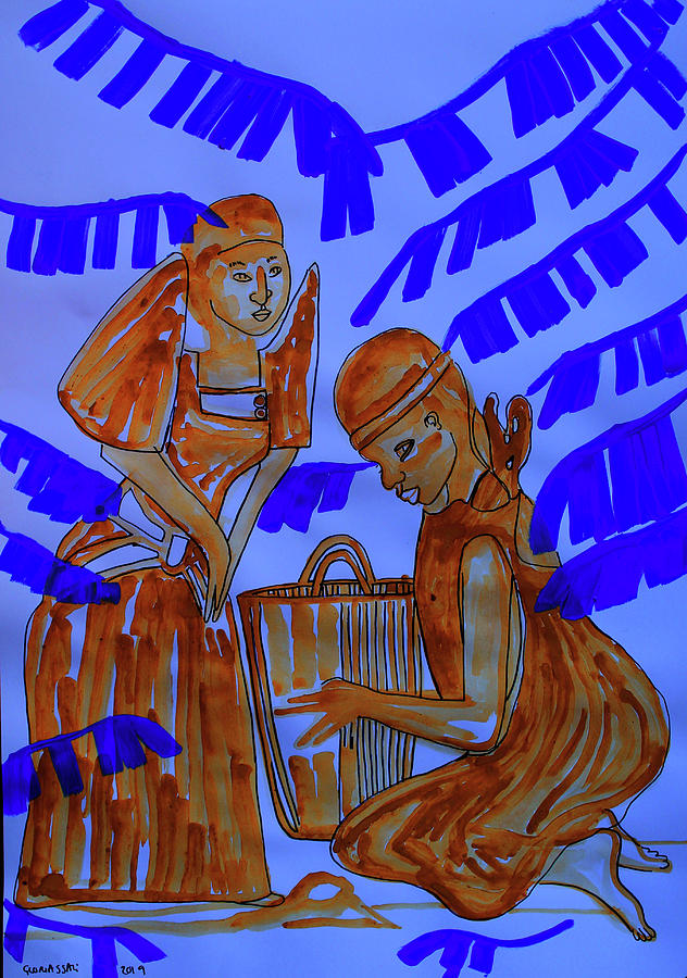 Kintu and Nambi Kintus Tasks #44 Painting by Gloria Ssali