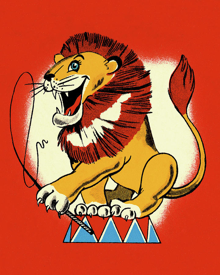 Vintage Drawing - Lion #44 by CSA Images