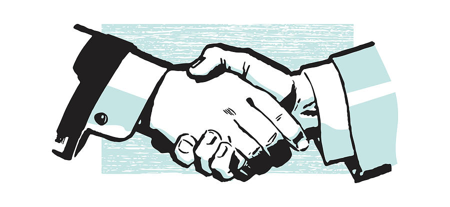 Vintage Drawing - Handshake #45 by CSA Images