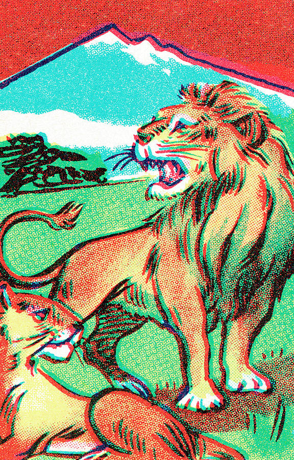 Jungle Drawing - Lion #45 by CSA Images
