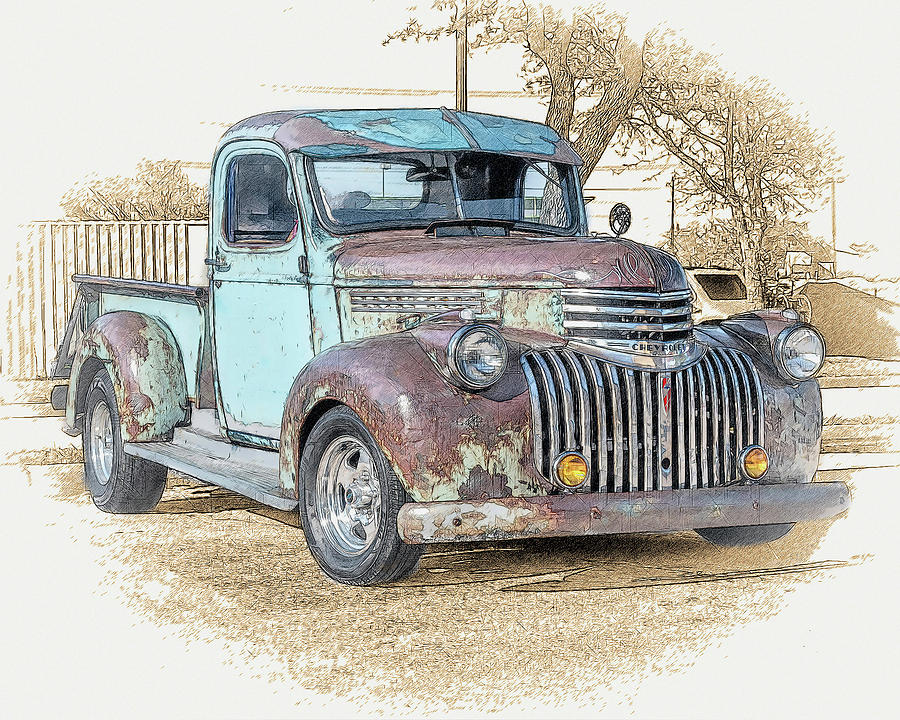  Blue Rust Chevy Truck Arte digital por Wayne Brumley