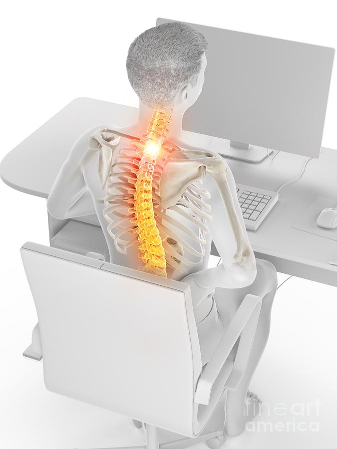 Office Worker With Back Pain Photograph by Sebastian Kaulitzki/science ...