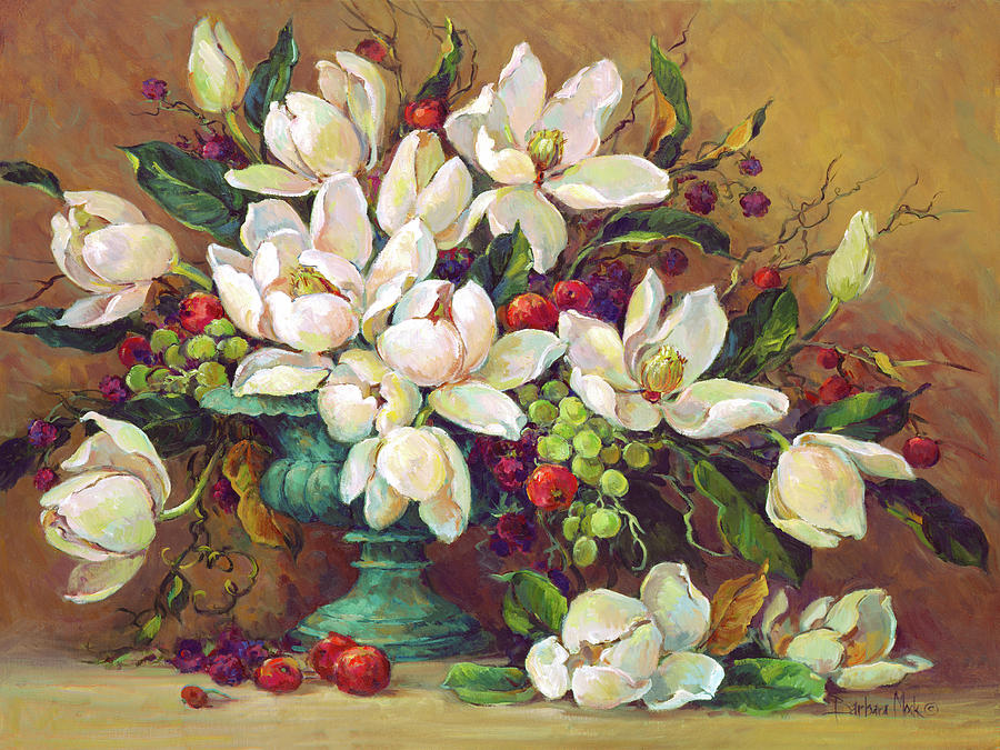 Magnolia Movie Painting - 4847 Floral Elegance by Barbara Mock