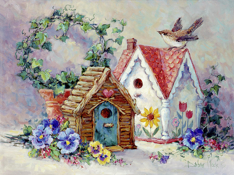 Finch Painting - 485 Birdhouse Collection 1 by Barbara Mock