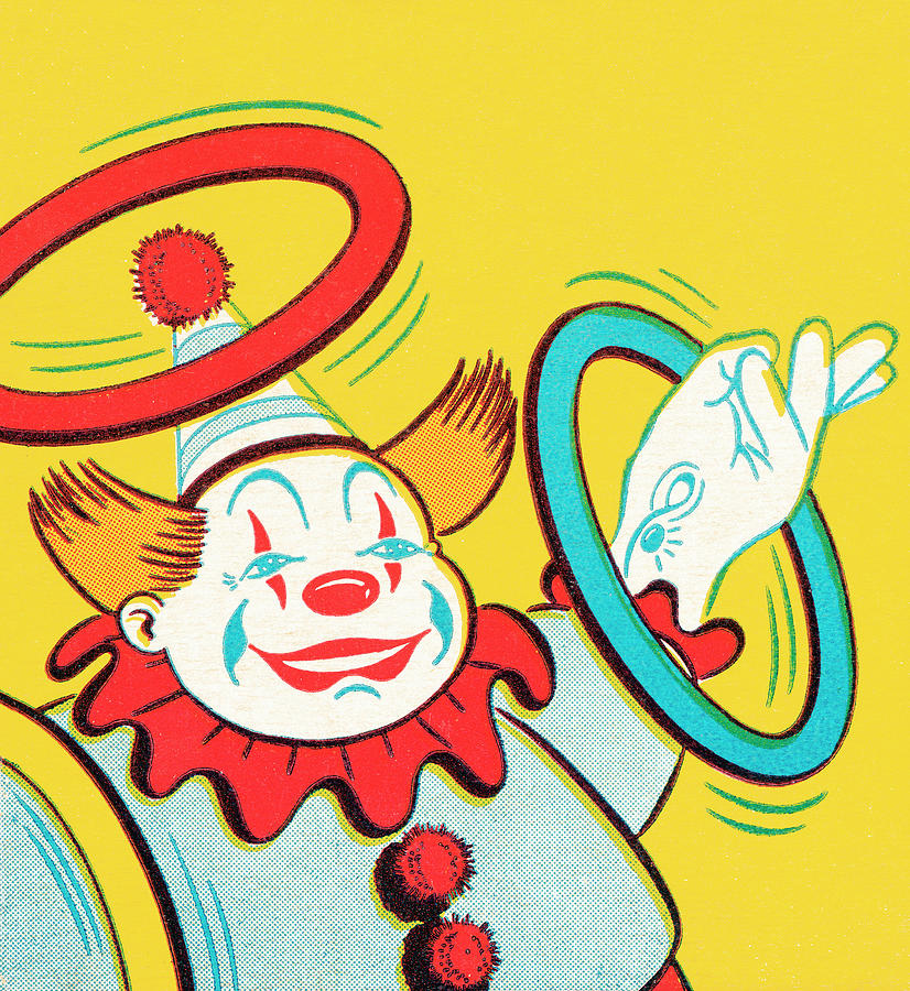Vintage Drawing - Clown #49 by CSA Images