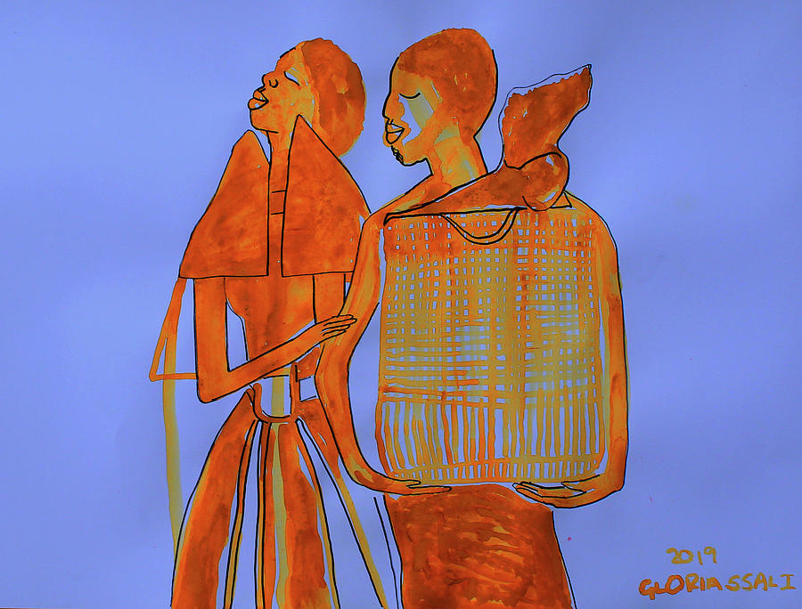 Kintu and Nambi Kintus Tasks #49 Painting by Gloria Ssali