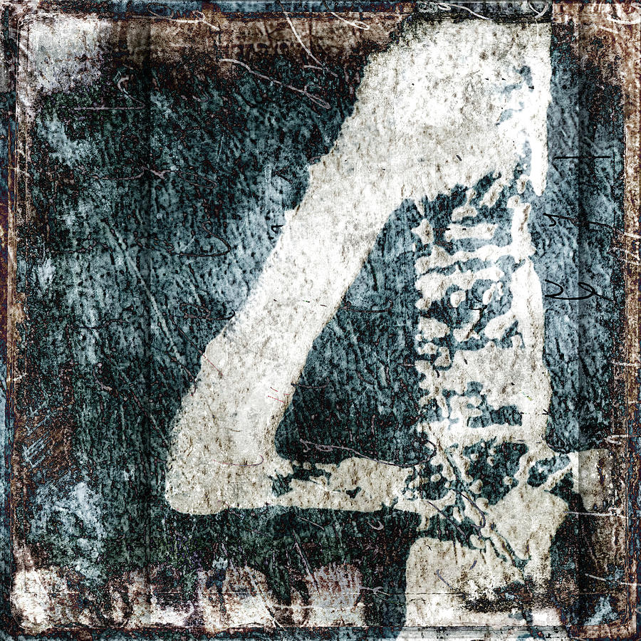 Number Mixed Media - 4Shortened Four by Carol Leigh