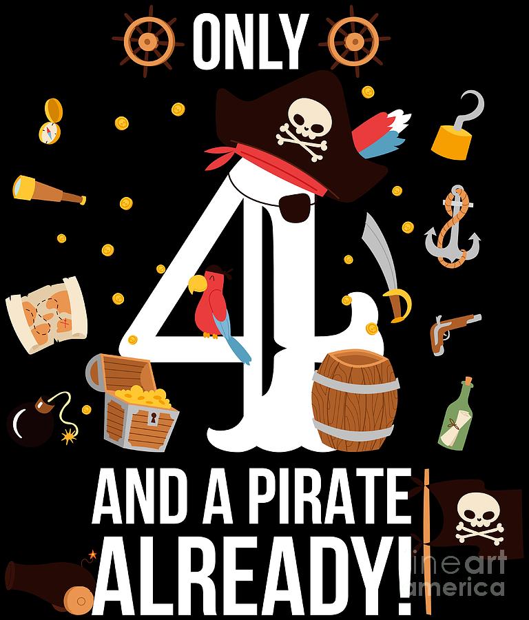  4th Birthday Boy Only 4 And A Pirate Already Cute T-Shirt :  Clothing, Shoes & Jewelry