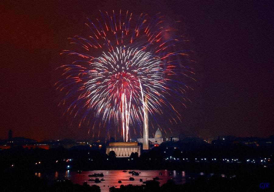 4th July Fireworks Over Washington L A S Digital Art by Gert J Rheeders ...