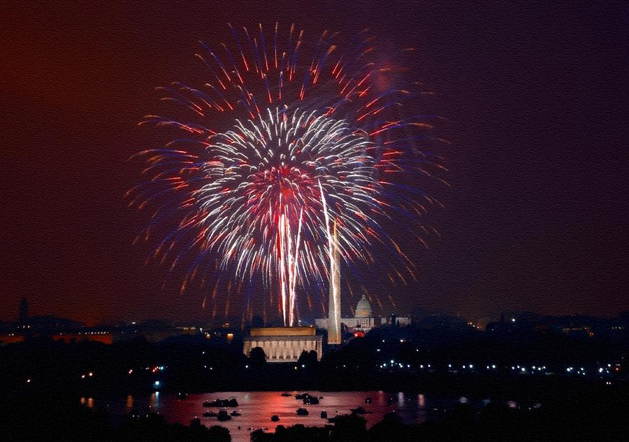 4th July Fireworks Over Washington L B Digital Art
