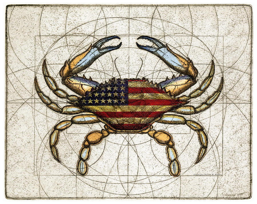 4th Of July Crab Mixed Media