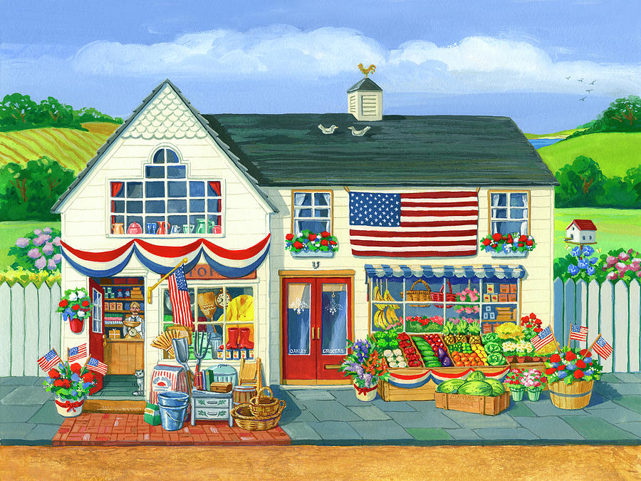 Fourth Of July Painting - 4th Of July Market by Geraldine Aikman